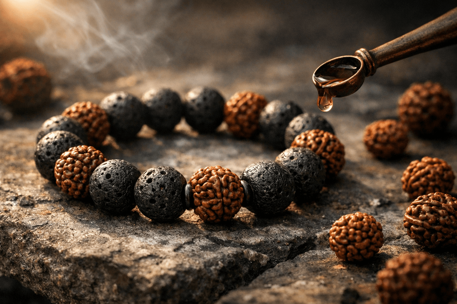Lava Stone & Rudraksha Bracelet: The Volcanic Shield That Grounds Your Spirit and Awakens Inner Strength