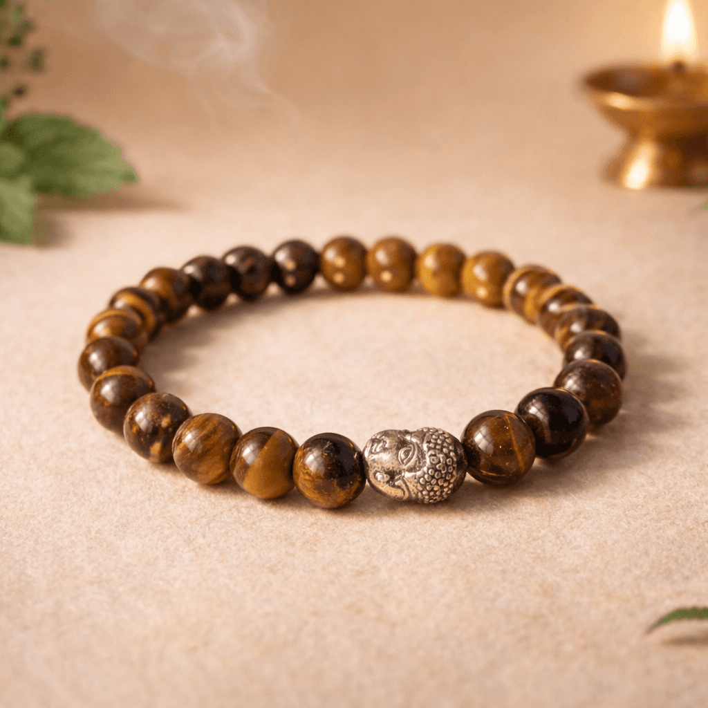 Tiger Eye Bracelet (Natural Tiger Eye Stone Bracelet for Courage, Protection & Confidence) - Image 1