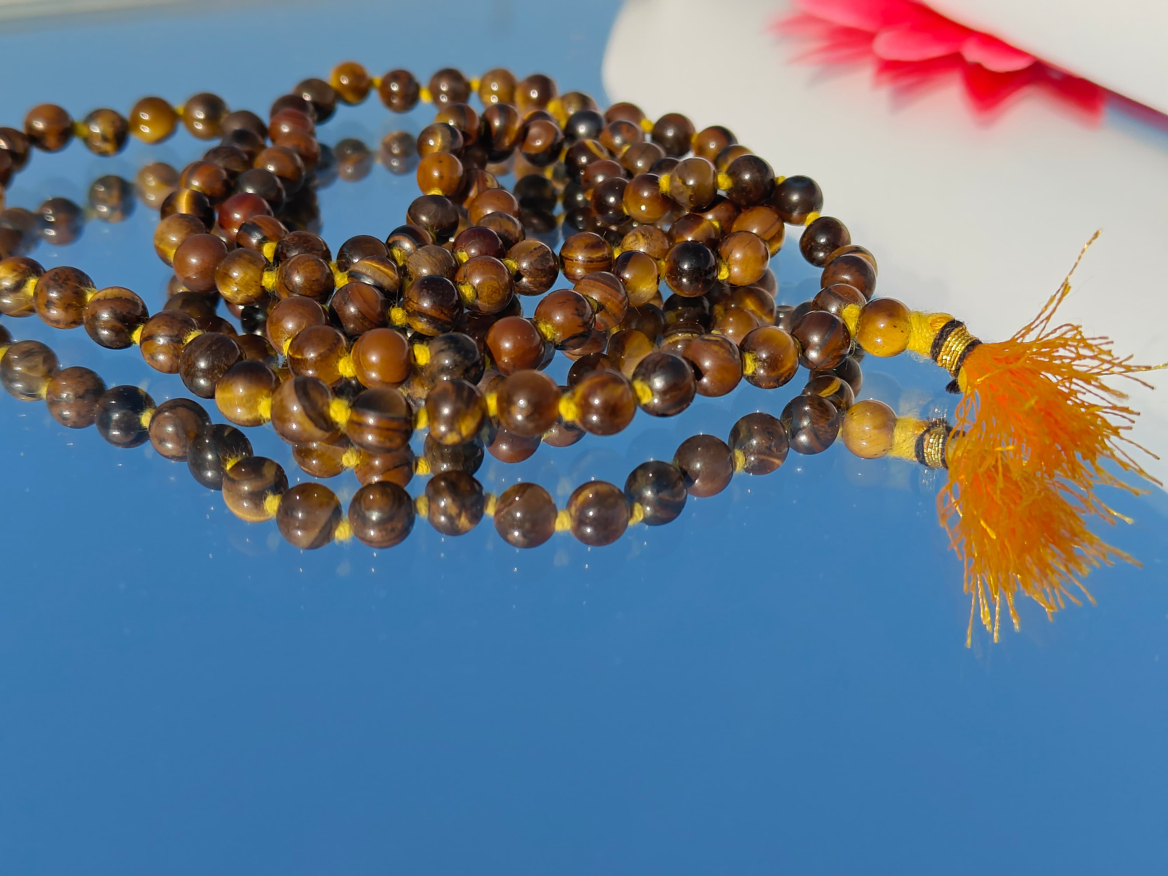 Tiger Eye Mala (108+1 Beads – Natural Tiger Eye Stone Jaap Mala for Courage, Protection & Focus) thumbnail 3