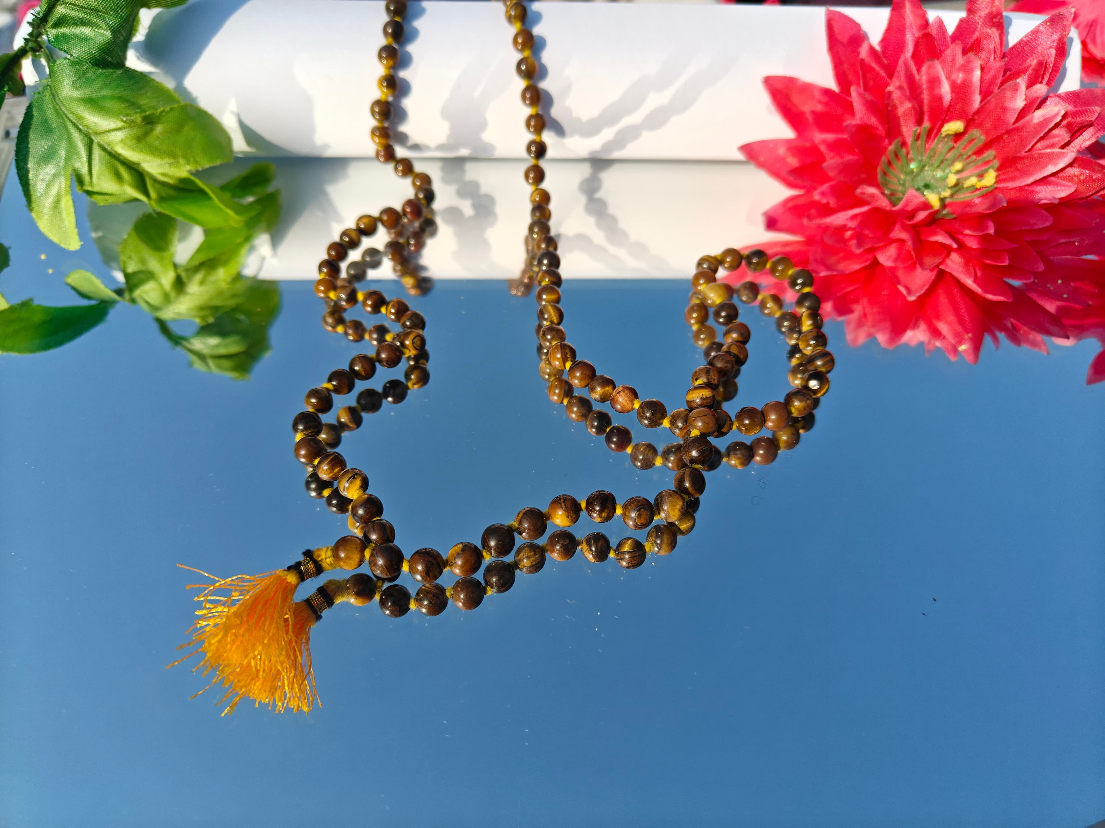 Tiger Eye Mala (108+1 Beads – Natural Tiger Eye Stone Jaap Mala for Courage, Protection & Focus) thumbnail 2